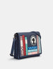 Jane Austen Navy Bookworm Triple Gusset Leather Flap Over Bag