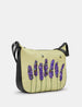 Bees Love Lavender Black Leather Hobo Bag