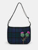 Highland Thistle Harris Tweed Leather Hobo Bag