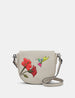 Petals and Feathers Hummingbird Flap Over Leather Cross Body Bag