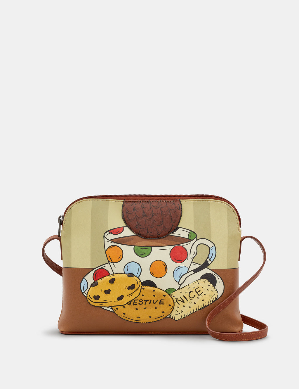 Tea and Biscuits Leather Cross Body Bag