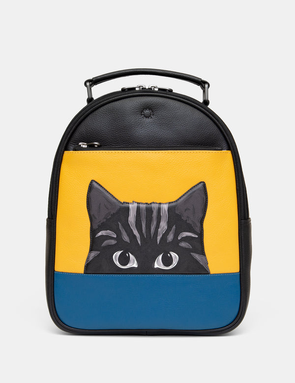 Cat Colour Block Leather Backpack