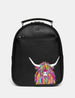 Highland Cow Black Leather Backpack