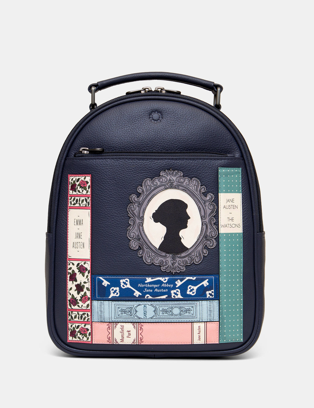 Jane Austen Bookworm Navy Leather Backpack