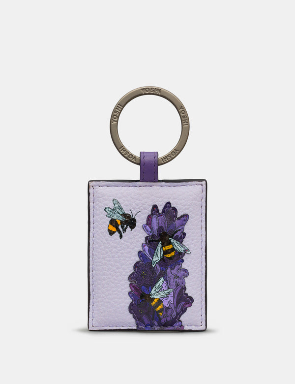 Bees Love Lavender Plum Leather Keyring