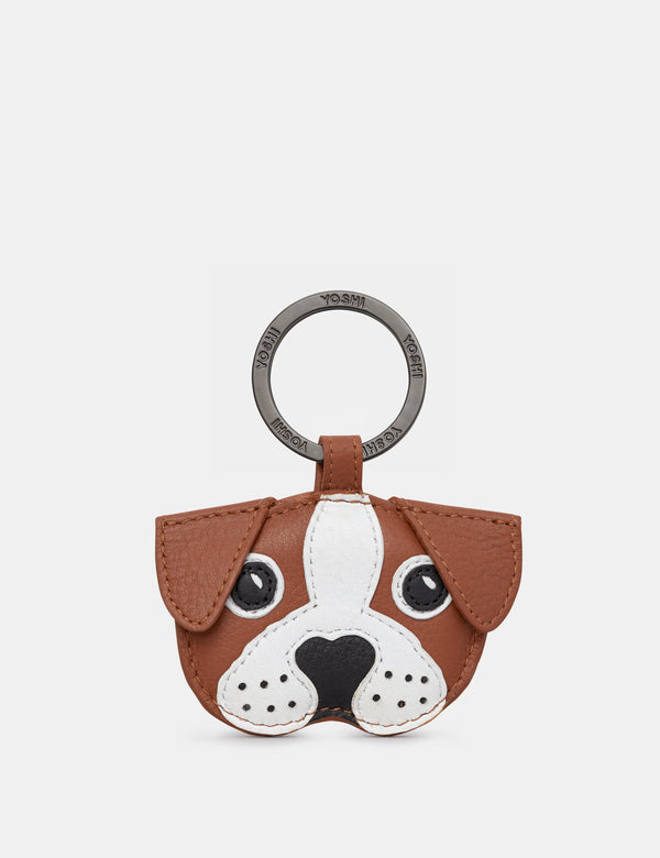 Buddy The Dog Tan Leather Keyring
