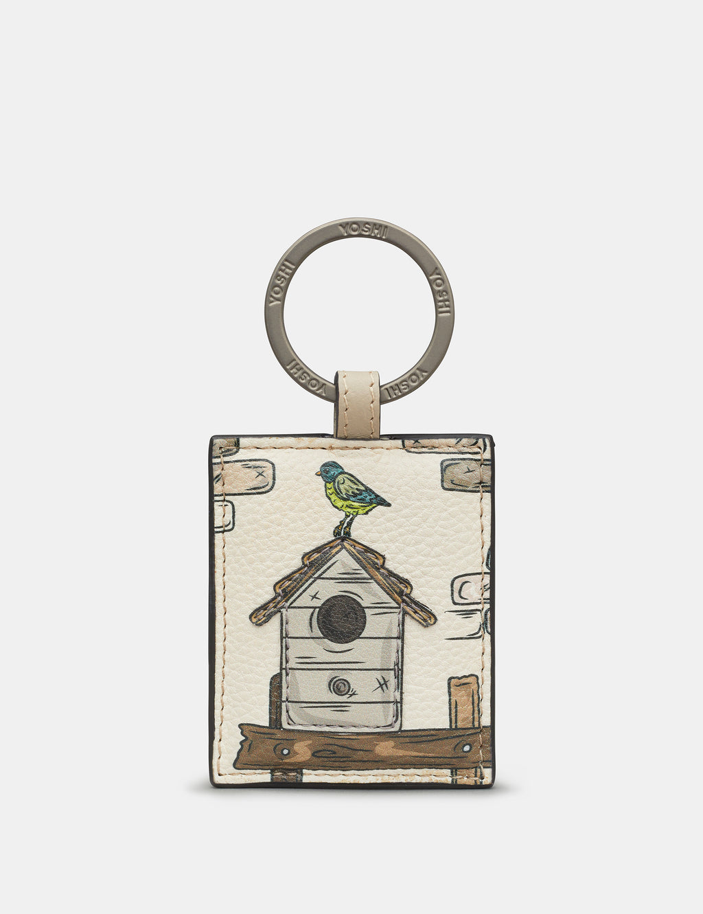 Country Cottage Birdhouse Leather Keyring