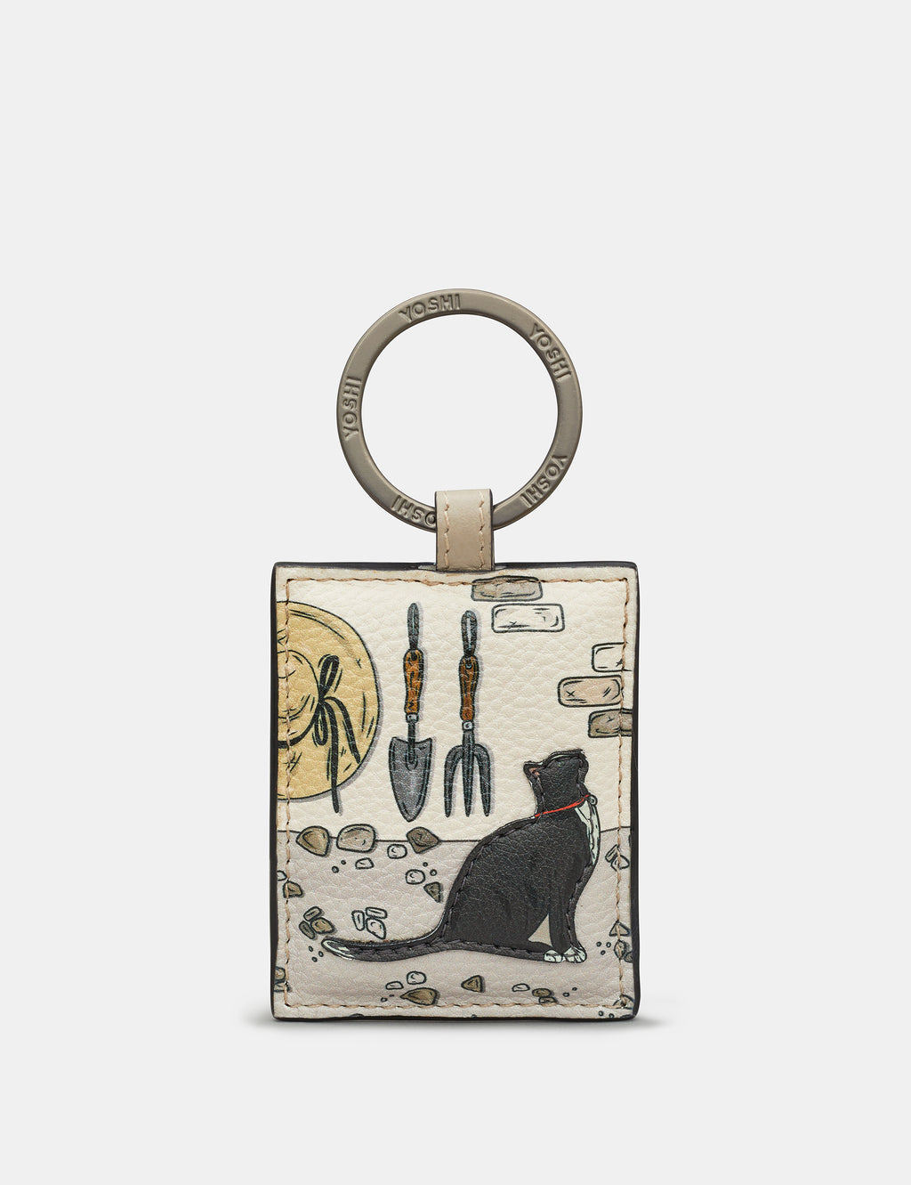 Country Cottage Black Cat Leather Keyring