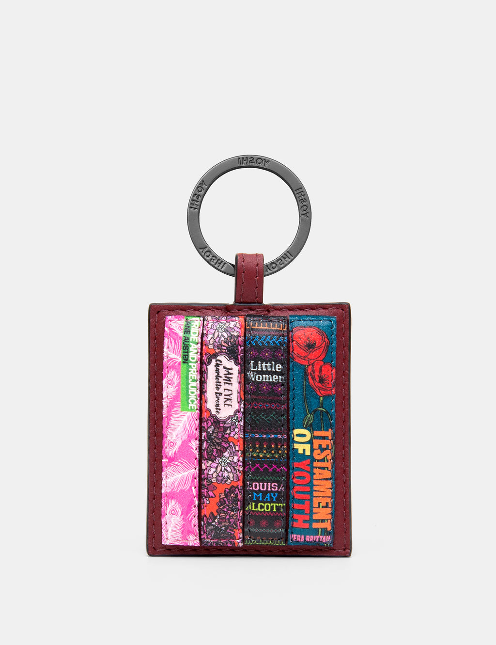 Cherry Red Bookworm Library Leather Keyring