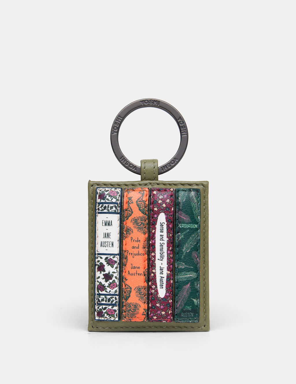 Jane Austen Bookworm Library Olive Leather Keyring
