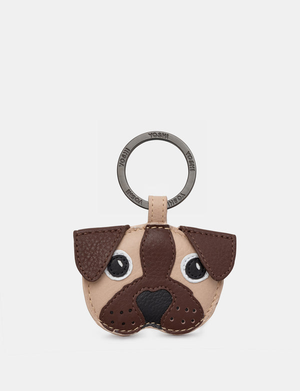 Percy the Pug Leather Keyring