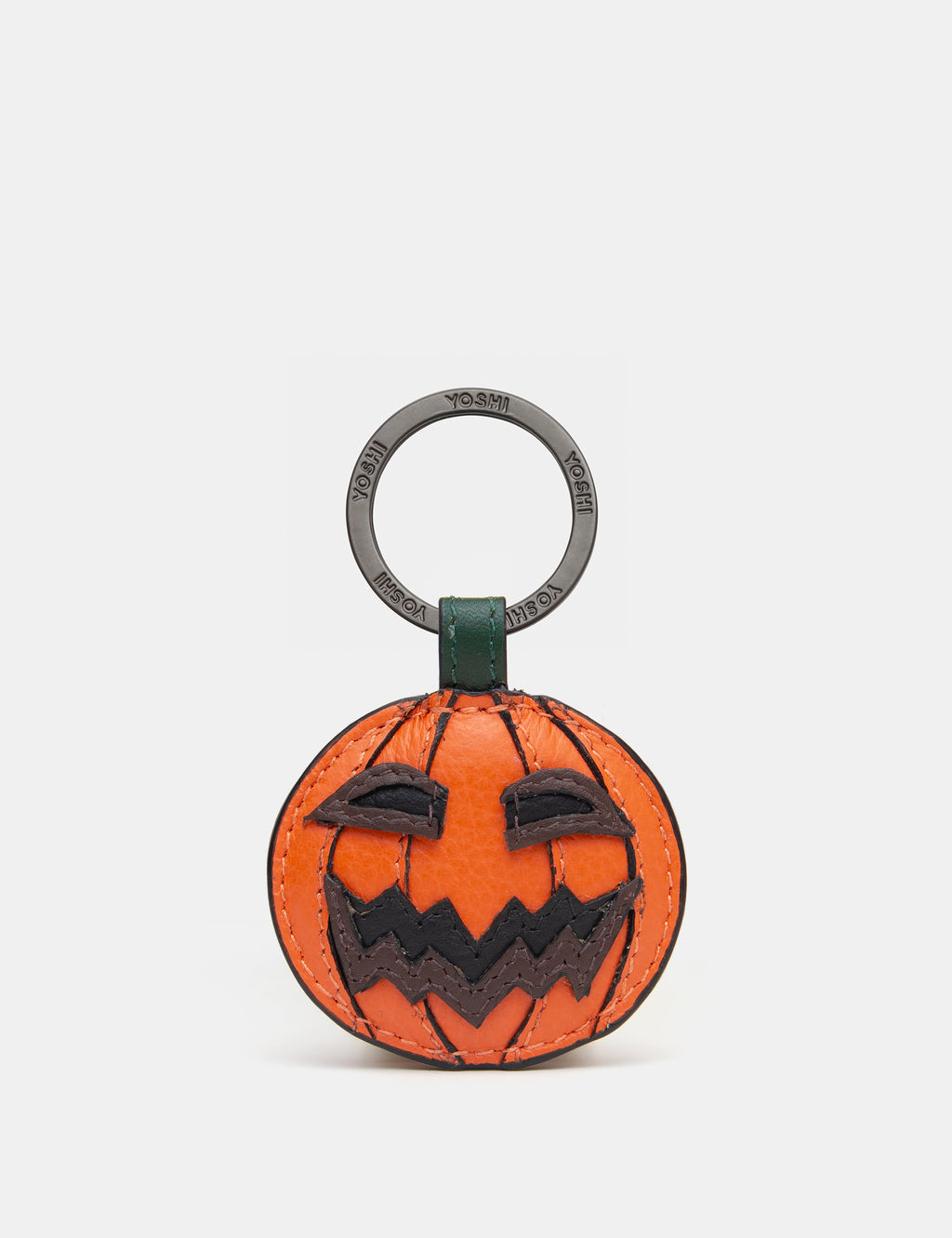Jack O' Lantern Halloween Leather Keyring