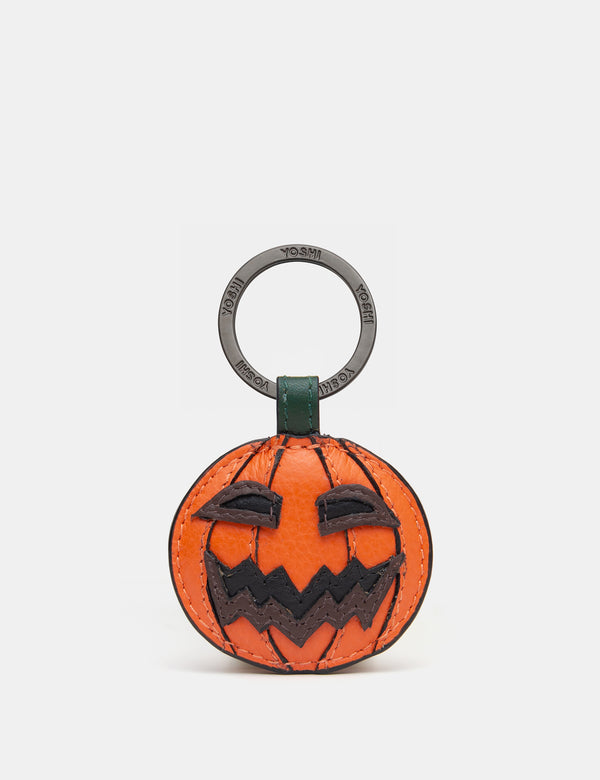 Jack O' Lantern Halloween Leather Keyring