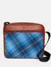 Ridgewood Brown Leather And Blue Tweed Messenger Bag