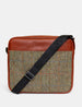 Ridgewood Brown Leather And Green Tweed Messenger Bag