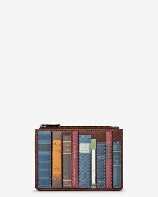 Bookworm Zip Top Brown Leather Purse