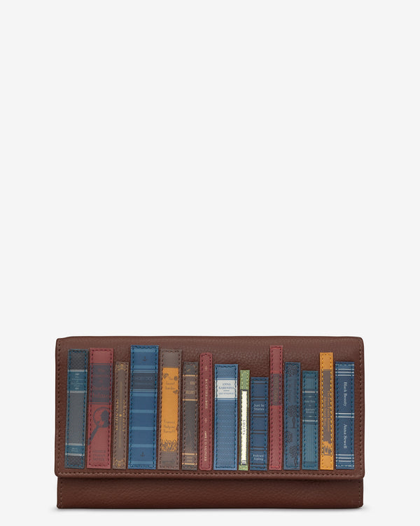 Bookworm Library Flap Over Leather Purse