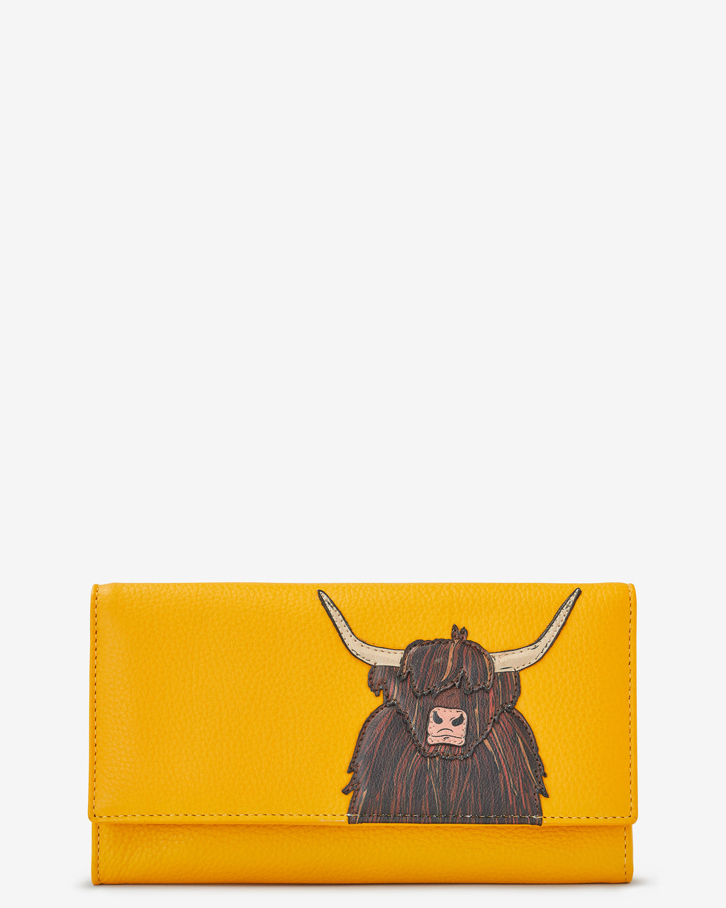 Highland Cow Flap Over Leather Purse