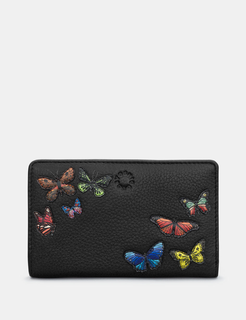 Amongst Butterflies Flap Over Zip Around Leather Purse