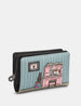 Piano Cats Black Leather Flap Over Zip Around Purse