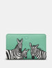 Dazzle of Zebras Mint Green Leather Flap Over Zip Around Purse
