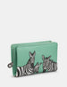 Dazzle of Zebras Mint Green Leather Flap Over Zip Around Purse