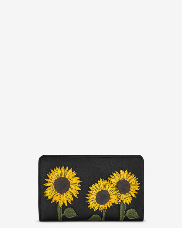 Sunflowers Zip Around Leather Purse