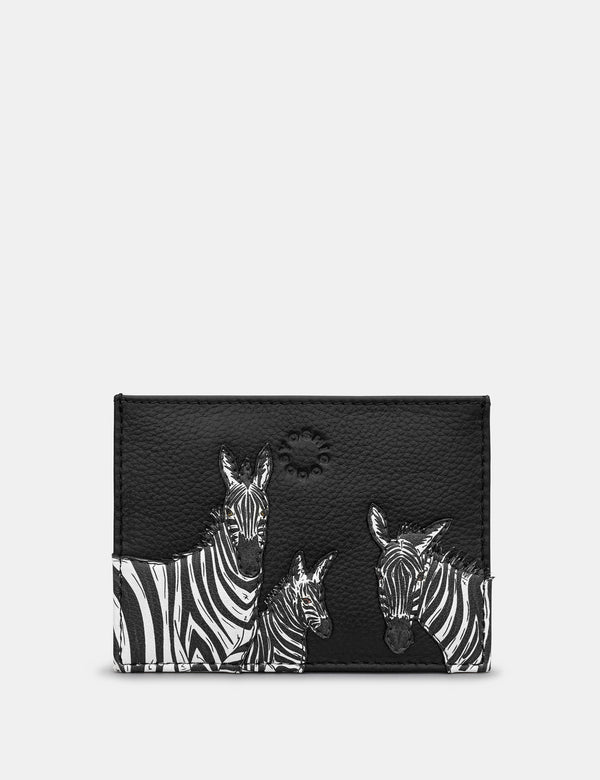Dazzle of Zebras Black Leather Card Holder