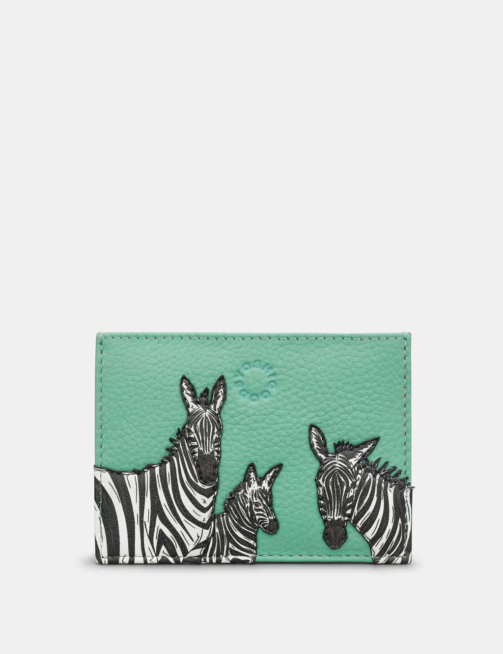 Dazzle of Zebras Mint Green Leather Card Holder