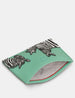 Dazzle of Zebras Mint Green Leather Card Holder