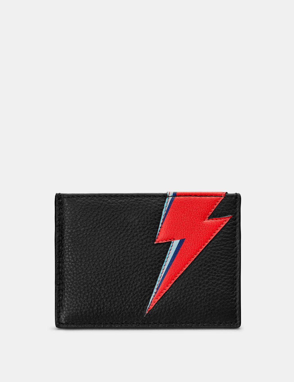 Lightning Bolt Black Leather Card Holder