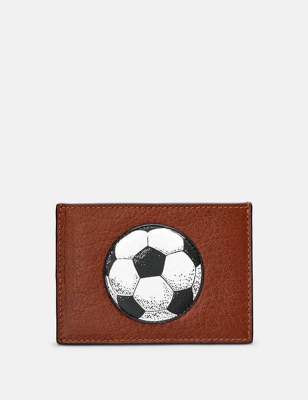 Football Slim Brown Leather Card Holder