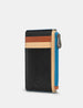 Rustic Colour Block Zip Top Leather Card Holder