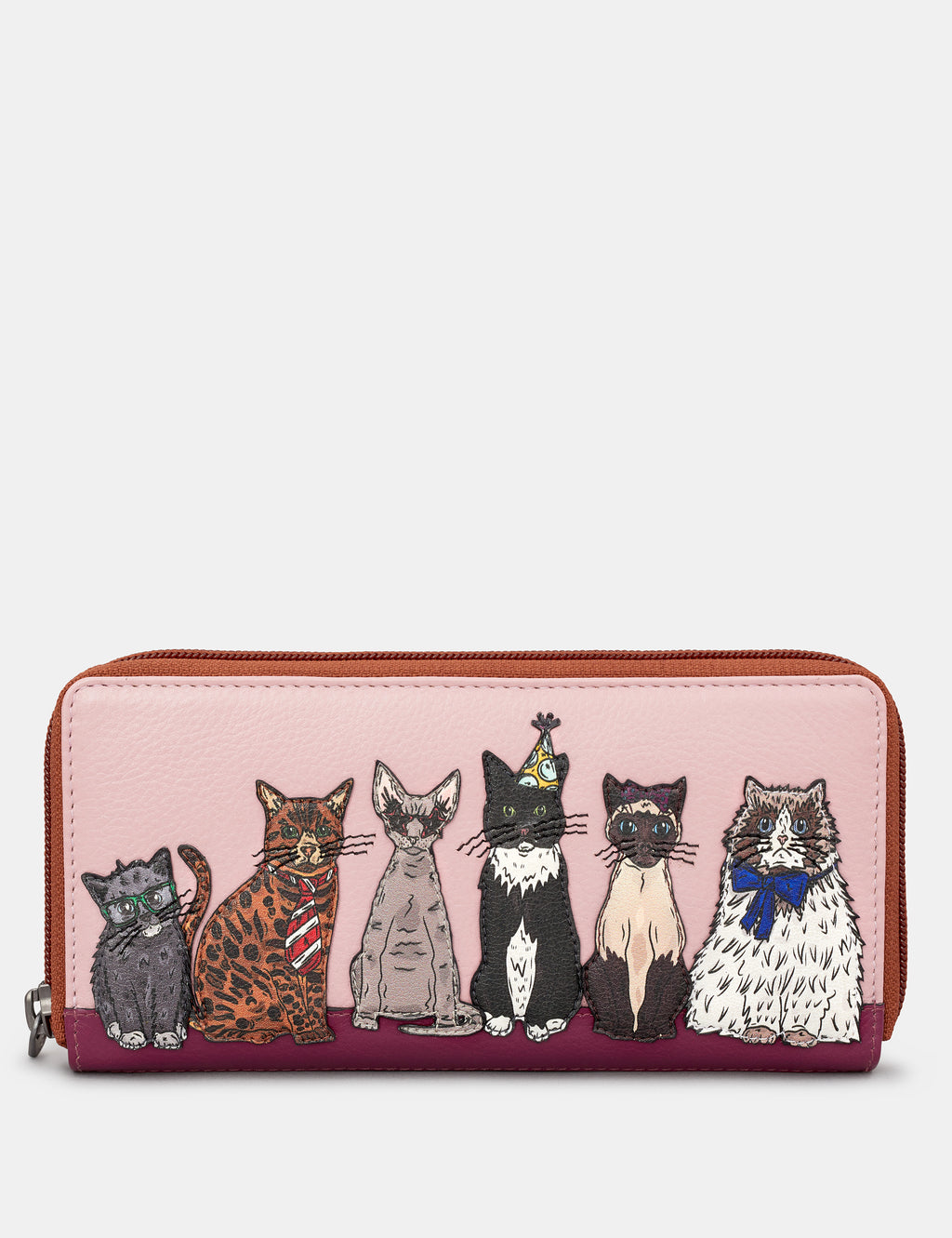 Party Cats Zip Round Leather Purse