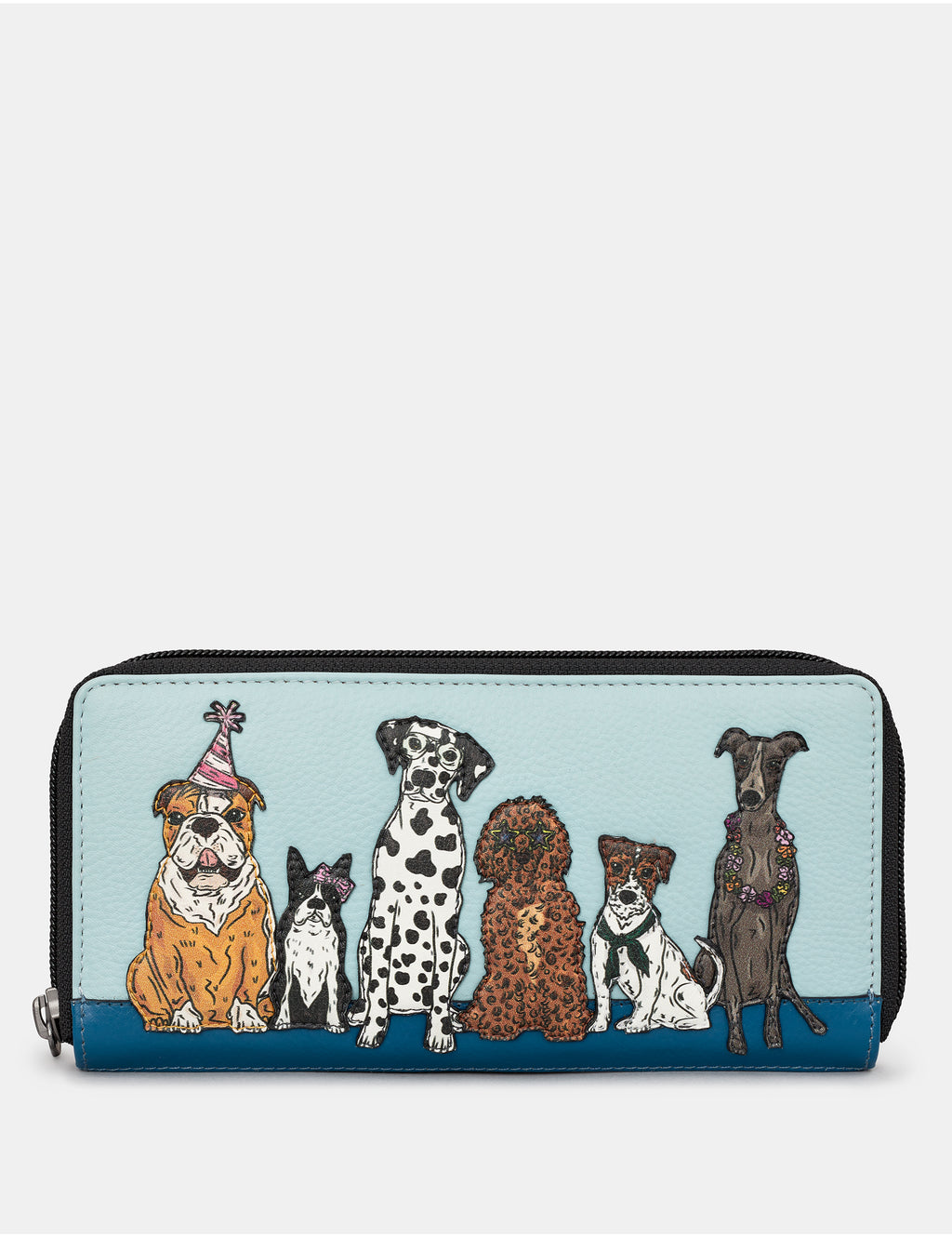 Party Dogs Zip Round Leather Purse