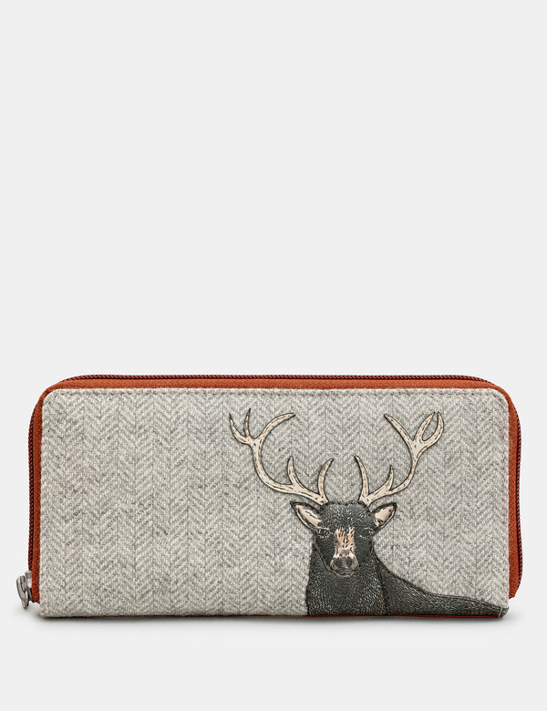 Stag Tweed & Leather Zip Round Purse