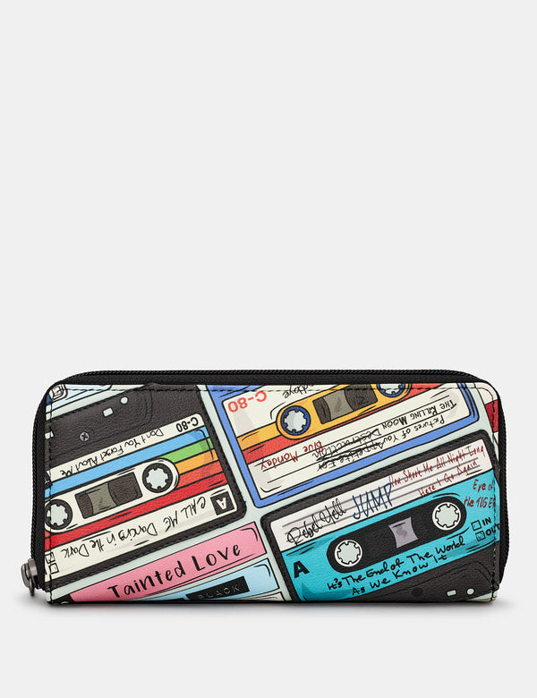 Back to the 80s Cassette Tape Zip Round Leather Purse