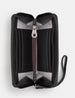 Lightning Bolt Black Zip Round Leather Purse With Strap