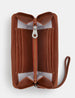 Mod Brown Zip Round Leather Purse With Strap