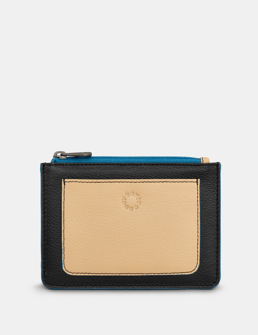 Rustic Colour Block Zip Top Leather Purse