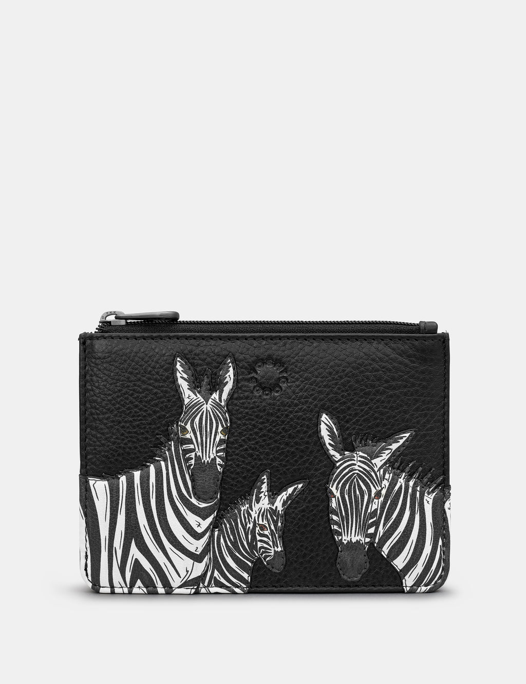 Dazzle of Zebras Black Leather Zip Top Purse
