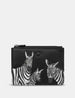 Dazzle of Zebras Black Leather Zip Top Purse