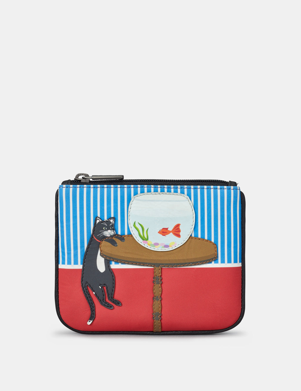 Y By Yoshi Leather Zip Top Cat And Fish Purse