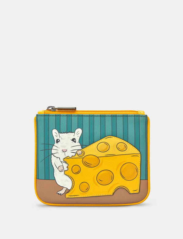 Leather Zip Top Mouse And Cheese Purse