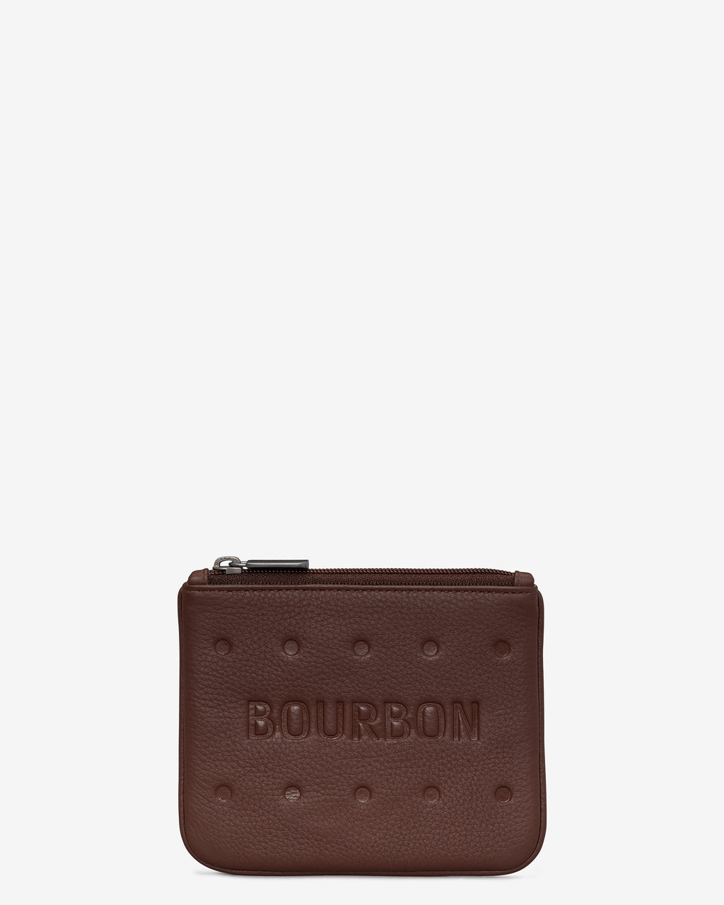 Bourbon Biscuit Leather Zip Top Purse