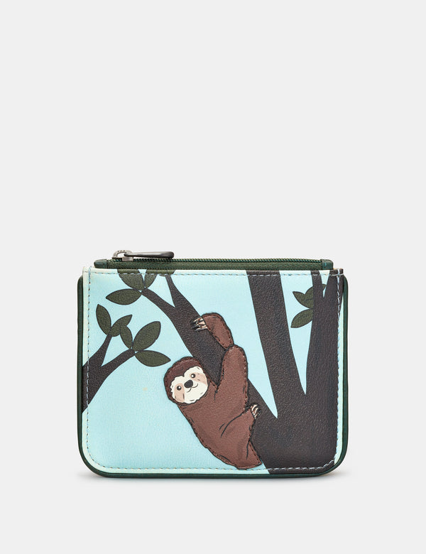 Leather Zip Top Sloth Purse