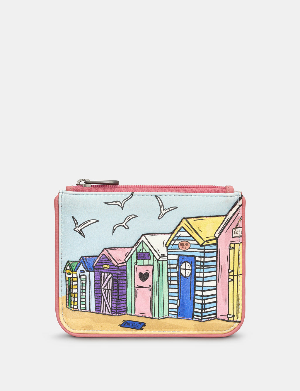 Leather Beach Huts Zip Top Purse