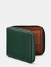 Zip Round Leather Wallet with Contrast Inner