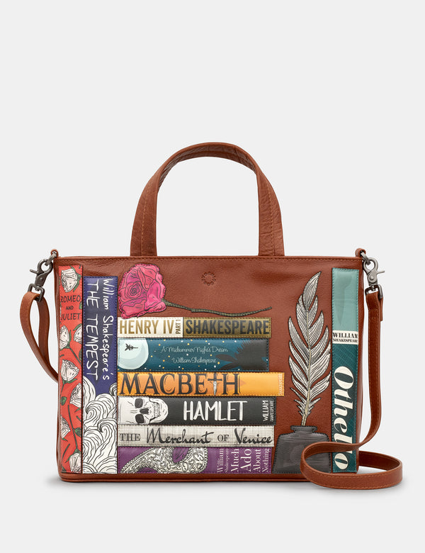 Shakespeare Bookworm Brown Leather Grab Bag