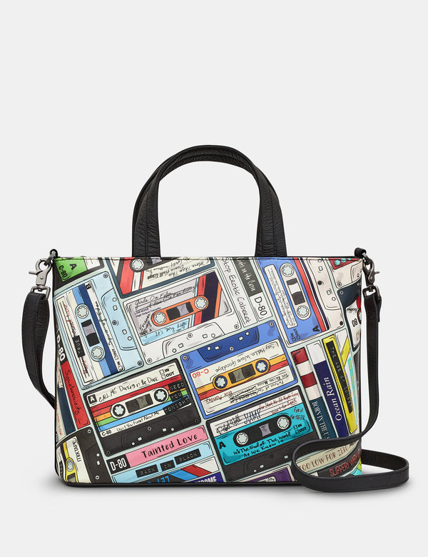 Back to the 80s Cassette Tape Leather Multiway Grab Bag